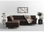 Ecksofa SIT & MORE "Marano L-Form", braun (espresso), B:252cm T:216cm, 98% Polyester, 2% Polyamid, Sofas, Ecksofa, inklusive Kopfteilverstellung, wahlweise mit Bettfunktion, Bettkasten