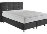 Boxspringbett, grau (anthrazit), B:155cm L:210cm, Bezug: Microvelours 100% Polyester;Polsterung: 100% Polyester, WESTFALIA SCHLAFKOMFORT, Komplettbetten, Boxspringbett, mit Knöpfen in Kristalloptik, wahlweise mit Topper