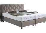 Boxspringbett "Phönix", beige (schwarz, beige), B:215cm L:210cm, Bezug Bett: Microvelours (100% Polyester) oder Feinstruktur (100% Polyester);Bezug Bonnell-Federkernmatratze: 100% Polyester;Bezug Kaltschaummatratze: 100% Polyester;Bezug Tonnentaschenfederkernmatratze: 80% Baumwolle, 20%Polyester, WESTFALIA SCHLAFKOMFORT, Komplettbetten, Boxspringbett