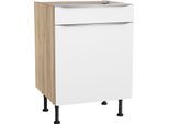 Unterschrank KOCHSTATION "KS-Aken", weiß (weiß, wildeiche nachbildung), B:60cm H:87cm T:58,4cm, Schränke, Unterschrank