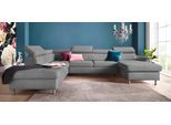 Wohnlandschaft EXXPO - SOFA FASHION "Maretto, bequem und komfortabel, viel Platz, Breite 330cm, U-Form", grau, B:330cm H:96cm T:230cm, Luxus-Microfaser Vintageoptik (100% Polyester);Webstoff, Sofas, Wohnlandschaft, inkl. Kopfteilverstellung für mehr Sitzkomfort, wahlweise Bettfunktion