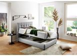 Boxbett "LILO", grau, B:127cm L:213cm, ATLANTIC HOME COLLECTION, Komplettbetten, Boxbett, inkl. Bettkasten und Topper