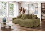 Ecksofa HOME AFFAIRE "LAKESIDE klein mit Bettfunktion und Bettkasten, B/T/H 235/142/84 cm", grün, B:235cm H:84cm T:142cm, 100% Polyester, Sofas, Ecksofa, L-Form, Recamiere beidseitig montierbar, mit Wellenunterfederung