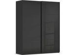 Schwebetürenschrank RAUCH "Kleiderschrank Schrank Garderobe Schlafzimmerschrank SCALE-TRIO", schwarz (schwarz, glas schwarz, griffleisten schwarz), B:181cm H:223cm T:67cm, Holzwerkstoff, Schränke, Schwebetürenschrank, edle dreigeteilte Front mit 2 Zierleisten Glasfront MADE IN GERMANY