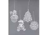 Dekohänger STICKEREIEN PLAUEN "Winterzeit" Gr. 1, weiß, B:7cm H:7cm, Polyester, Dekohänger, Dekohänger, Baumbehang "Winterzeit"
