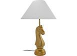KAYOOM Tischleuchte "Shah", weiß, 1, Ø 40cm H: 62cm, 1 Stk., Leuchten, Tischlampe mit dekorativem Schah-Pferd-Sockel aus Metall, Stoffschirm, Tischleuchte