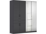 Drehtürenschrank RAUCH "Maika", grau (graumetallic), B:181cm H:210cm T:54cm, Holzwerkstoff, Schränke, Drehtürenschrank, mit Spiegel, 2 Schubladen, in verschiedenen Breiten, Höhen und Farben