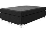 Boxspringbett "Holland", grau (charcoal), B:142cm L:201cm, Strukturstoff (77% Polyester und 23% Viskose), WESTFALIA SCHLAFKOMFORT, Komplettbetten, Boxspringbett, ohne Kopfteil, frei im Raum stellbar