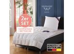 Daunenbettdecke + 3-Kammer-Kopfkissen EXCELLENT "Davos", weiß, B/L: 155cm x 220cm Anzahl Teile 1, B/L: 80cm x 80cm Anzahl Teile 1, Bezug: Baumwolle Füllung: Gänsedaune/-feder, leicht, Bettdecken Bezug: 100% Baumwolle. Kopfkissen Bezug: 100% Baumwolle. Bettdecken Füllung: 100% Gänsedaunen. Füllung Außenkammer: 100% Gänsedaunen. Füllung Innenkammer: 100% Gänsefeder, Bettwaren-Sets, Daunenbettdecke +