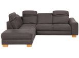 Ecksofa HOME AFFAIRE "Dundee L-Form", grau (anthrazit), B:263cm H:86cm T:219cm, Luxus-Microfaser Lederoptik (100% Polyester), Sofas, Ecksofa, wahlweise mit Kopfteilverstellung und zusätzlich mit Bettfunktion