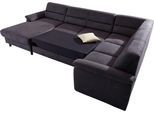 Wohnlandschaft SIT & MORE "Top Ascara U-Form", grau (anthrazit), B:312cm H:85cm T:204cm, NaturLeder in Sitz und Rücken, Korpus ist mit passendem Kunstleder bezogen.;Luxus-Microfaser (100% Polyester), Sofas, Wohnlandschaft, inklusive Boxspring/Federkern-Polsterung, wahlweise mit Bettfunktion