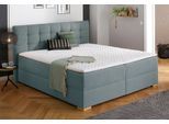 Boxbett HOME AFFAIRE "Olivet mit Bettkasten", blau (petrol), B:214cm L:230cm, Komplettbetten, Boxbett, in 4 Farben, 4 Breiten, 2 Matratzenarten, auch in Überlänge 220 cm
