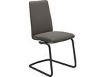 Polsterstuhl STRESSLESS "Laurel", grau (metal grau paloma, schwarz matt), B:53cm H:92cm T:59cm, Leder PALOMA: PALOMA ist ein durchgefärbtes Semianilin-Möbelleder mit natürlicher Narbung., Stühle, Polsterstuhl, Low Back, Größe M, mit Beinen aus Stahl in Schwarz matt