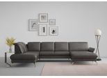 Wohnlandschaft SIT & MORE "Fashion U-Form", grau (anthrazit), B:338cm H:84cm T:207cm, Sofas, Wohnlandschaft, wahlweise mit Kopfteilverstellung, Vorziehsitz, motorisch, Nickelfüße