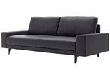 2-Sitzer "CR.450, Designsofa, Loungesofa", schwarz (signalschwarz 534, 58), B:180cm H:85cm T:95cm, NaturLEDER OSKAR (echtes Rindsleder);Flachgewebe VICTORIA (41% Polyacryl 38% Polyester 21% Baumwolle), CREATION BY ROLF BENZ, Sofas, 2-Sitzer, Armlehne breit niedrig, Alugussfüße in umbragrau, Breite 180 cm