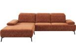 Ecksofa HOME AFFAIRE "Liora, L-Form mit verstellbarem Kopfteil, Breite 291 cm", rusty, B:291cm H:83cm T:218cm, 5, 9% Viskose, 34, 4% Polyacryl, 59, 7% Polyester, Sofas, Ecksofa, klappbare Armlehne, Tonnentaschenfederkern&saugroboterfreundliche Höhe