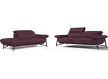Sofa EGOITALIANO "Anais, Design mit hohem Sitzkomfort, Fußfarbe schattengrau", lila (plum), Sofas, Luxus-Microfaser, Ottomane Armlehne rechts, Sofa, Set, Kopfteil verstellbar, Luxus-Microfaser, plum