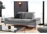 2-Sitzer W.SCHILLIG "enjoy&MORE", grau (dolphin r66), B:202cm H:87cm T:110cm, Chenille-Flachgewebe R66 (85% Polyester, 15% Nylon);Longlife Xtra-Leder Z59: Glattleder mit modischer Prägung. Hautstärke 0, 9 - 1, 1 mm;Stoff S37 (100% Polyester), Sofas, 2-Sitzer, Sitztiefenverstellung, Füße bronze pulverbeschichtet, Breite 202 cm
