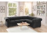 Chesterfield-Sofa HOME AFFAIRE "Duc Ecksofa L-Form", grau (anthrazit), B:255cm H:74cm T:214cm, Samtoptik (100% Polyester);Samtoptik (100% Polyester);Luxus-Microfaser Lederoptik (100% Polyester), Sofas, Chesterfield-Sofa, hochwertige Knopfheftung im Rücken, Samtoptik mit changierender Optik