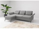Ecksofa SIT & MORE "Emely, inkl. Sitztiefenverstellung", grau, B:264cm H:92cm T:198cm, 100% Polyester, Sofas, Ecksofa, wahlweise mit Bettfunktion,Bettkasten,Kopf- & Armteilverstellung