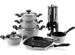 Topf-Set KRÜGER "Aluguss Topf- und Pfannenset inkl. praktischen Küchenhelfern, 17 tlg.", grau, Töpfe, Topf-Set, inkl. 7-tlg. Küchenhelfer-Set