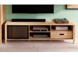 Lowboard FORTE "JytanaTV-Board, TV-Schrank", schwarz (mauvella eiche, schwarz), B:174,8cm H:49,9cm T:40,2cm, Holzwerkstoff, Sideboards, Lowboard, Breite 174,8 cm, mit Lamellen-Schiebetüre, Mauvella Eiche / Schwarz