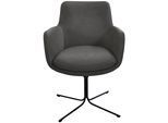 Drehstuhl K+W KOMFORT & WOHNEN "Pego", schwarz (anthrazit 88), B:59cm H:84cm T:65cm, Stühle, Drehstuhl, filigranem 4-Fuß-Gestell in schwarz