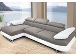 Ecksofa COTTA "Solution L-Form", weiß (altweiß, grau), B:286cm H:73cm T:167cm, Sofas, Ecksofa, mit Arm- & Kopfteilverstellung, wahlweise mit Bettfunktion