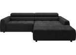 Ecksofa 3C CANDY "Denver auch mit Cord- und Easy care-Bezug, Kopfteilverstellung L-Form", schwarz, B:258cm H:68cm T:217cm, 96% Polyester, 4% Polyacryl, Sofas, Ecksofa, wahlweise. mit motorischer Sitztiefenverstellung