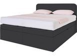 Boxspringbett, schwarz, B:145cm L:212cm, Box und Kopfteil: Microvelours (100% Polyester) oder Kunstleder (Polyurethan);Bezug der Obermatratze: 100% Polyester, WESTFALIA SCHLAFKOMFORT, Komplettbetten, Boxspringbett, wahlweise mit Bettkasten
