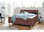 Boxspringbett HOME AFFAIRE "Salo", braun, B:214cm L:211cm, Struktur (100% Polyester);Bezug der Spiegelfläche Matratzendrell aus 100% Polyester;Samtoptik (100% Polyester), Komplettbetten, Boxspringbett, incl. Topper, 6 Breiten, 2 Härtegrade, TFK auch in Härtegrad 4