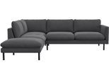 Ecksofa FLEXLUX "Bolzano Designsofa, bequem durch Kaltschaum im Sitz, L-Form", grau (dervit grau), B:262cm H:61cm T:222cm, 100% Polyester, Sofas, Ecksofa, lose Sitz -& Rückenkissen, hohe Füße