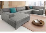 Wohnlandschaft DOMO COLLECTION "Amando in vielen Bezugsvarianten, auch in Leder, komfortabel, U-Form", grau (anthrazit, beige), B:332cm H:74cm T:182cm, PRIMABELLE-Microfaser aus 100% Polyester;SOFTLUX-Kunstleder;Strukturstoff aus 90% Polyester und 10% Polyacryl;NaturLEDER - echtes Rindsleder, Sofas, Wohnlandschaft, wahlweise mit Bettfunktion, fester Sitzkomfort, frei im Raum stellbar