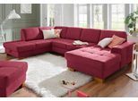 Wohnlandschaft HOME AFFAIRE "Puccini U-Form", rot (bordeaux), B:340cm H:86cm T:224cm, Luxus-Microfaser (100% Polyester);Luxus-Microfaser ALTARA NUBUCK (100% Polyester);Luxus-Microfaser Lederoptik (100% Polyester), Sofas, Wohnlandschaft, mit Federkern, Sitztiefenverstellung, Kontrastnaht