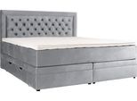Boxspringbett HOME AFFAIRE "Julien", grau (light gray), B:181cm L:210cm, 100% Polyester, Komplettbetten, Boxspringbett, mit Taschenfederkernmatratze