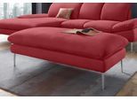 Hocker W.SCHILLIG "enjoy&MORE", rot (ruby rot z59), B:151cm H:45cm T:71cm, Chenille-Flachgewebe R66 (85% Polyester, 15% Nylon);Longlife Xtra-Leder Z59: Glattleder mit modischer Prägung. Hautstärke 0, 9 - 1, 1 mm;Stoff S37 (100% Polyester), Hocker, Hocker, Füße Chrom glänzend, Breite 151 cm