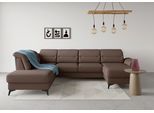 Wohnlandschaft SIT & MORE "Sinatra U-Form", braun (espresso), B:326cm H:85cm T:220cm, 98% Polyester, 2% Polyamid, Sofas, Wohnlandschaft, optional mit Kopfteilverstellung und Armteilfunktion, Metallfüße