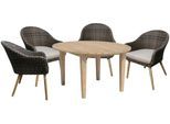 Garten-Essgruppe GARDEN PLEASURE "PUEBLO/ARVADA", braun (anisbraun, braun, taupe, braun, braun), B:210cm H:84cm T:110cm, Aluminium, FSC-zertifiziertes Massivholz, Polyrattan, Sitzmöbel-Sets, Garten-Essgruppe, mit bequemer Polsterung
