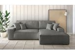 Ecksofa OTTO HOME "FINNLEY, L-Form 257 cm, Schlafsofa", grau (hellgrau), B:267cm H:85cm T:167cm, Bezugstoff aus 90% recyceltem Material ;Aqua Clean ;Gramatur 580g/ qm +/- 5%, Sofas, Ecksofa, mit Bettkasten, in Bouclé, Struktur fein und Mega Cord