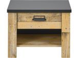 Nachtkommode HOME AFFAIRE "SHERWOOD", braun (old style hell dekor), B:60cm H:46cm T:39cm, Sideboards, Nachtkommode, mit Apothekergriff aus Metall, Schubkasten "Soft close", Breite 60 cm