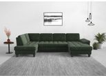 Wohnlandschaft SIT & MORE "Westham U-Form", grün (jungle), B:338cm H:88cm T:172cm, 90% Polyester 10%Polyamid, Sofas, Wohnlandschaft, wahlweise mit Bettfunktion, Bettkasten, Sitztiefenverstellung