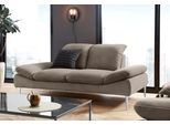 2-Sitzer W.SCHILLIG "enjoy&MORE", braun (stone z59), B:202cm H:87cm T:110cm, Chenille-Flachgewebe R66 (85% Polyester, 15% Nylon);Longlife Xtra-Leder Z59: Glattleder mit modischer Prägung. Hautstärke 0, 9 - 1, 1 mm;Stoff S37 (100% Polyester), Sofas, 2-Sitzer, mit Sitztiefenverstellung, Füße Chrom glänzend, Breite 202 cm