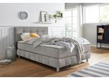 Boxspringbett HOME AFFAIRE "Salo XXL", grau (hellgrau), B:154cm L:231cm, Komplettbetten, Boxspringbett, in Samtoptik oder Struktur, 6 Breiten in Überlänge 220cm, 4 Härtegrade