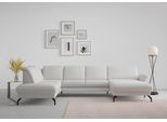Wohnlandschaft SIT & MORE "Fashion U-Form", grau (hellgrau), B:338cm H:84cm T:207cm, Sofas, Wohnlandschaft, wahlweise mit Kopfteilverstellung, Vorziehsitz, motorisch, Metallfüße