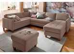 Wohnlandschaft HOME AFFAIRE "Earl U-Form", beige (dunkelbeige), B:292cm H:80cm T:204cm, Struktur fein (100% Polyester);Luxus-Microfaser ALTARA NUBUCK (100% Polyester);Luxus-Microfaser in Lederoptik (100% Polyester), Sofas, Wohnlandschaft, wahlweise auch mit Bettfunktion oder Bettfunktion mit Bettkasten