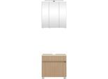 Badmöbel-Set WELLTIME "EIXO, Set aus Spiegelschrank und Unterbeckenschrank", braun (eiche hell), B:60cm H:200cm T:35cm, Holzwerkstoff, Kastenmöbel-Sets, Badmöbel-Set, 60 cm breit, Badmöbel mit LED-Beleuchtung