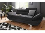 2-Sitzer COTTA "Enterprise", schwarz, B:218cm H:75cm T:104cm, Struktur (100% Polyester );Chenille (90% Polyester; 10% Polyamid ), Sofas, 2-Sitzer, Big-Sofa, mit Armteilverstellung & Kopfteilverstellung