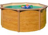 Rundpool KWAD "Green line Evolution", beige (wood, innenfarbe: sand), H:132cm Ø:460cm, Schwimmbecken, Rundpool, 4,6x1,32 wood Folie in blau, sand oder grau erhältlich