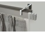 Gardinenstange GARESA "FLAT", silber (vernickelt, chromfarben), L:260cm, Aluminium, Gardinenstangen, Gardinenstange, Rechteckprofil, Wandmontage, perfekter Lauf, modern, verlängerbar