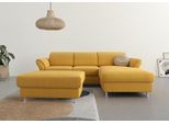 Ecksofa SIT & MORE "Apulia L-Form", gelb (mustard), B:250cm H:78cm T:185cm, Webstoff (100% Polyester);Struktur weich (90% Polyester, 10% Polyamid);Luxus-Microfaser Euphoria (100% Polyester);Samtoptik (100% Polyester), Sofas, Ecksofa, wahlweise Bettfunktion, Bettkasten und Kopf- und Armteilverstellung